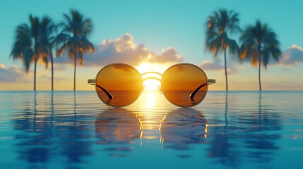Sunset Sunglasses: Tropical Paradise Reflections