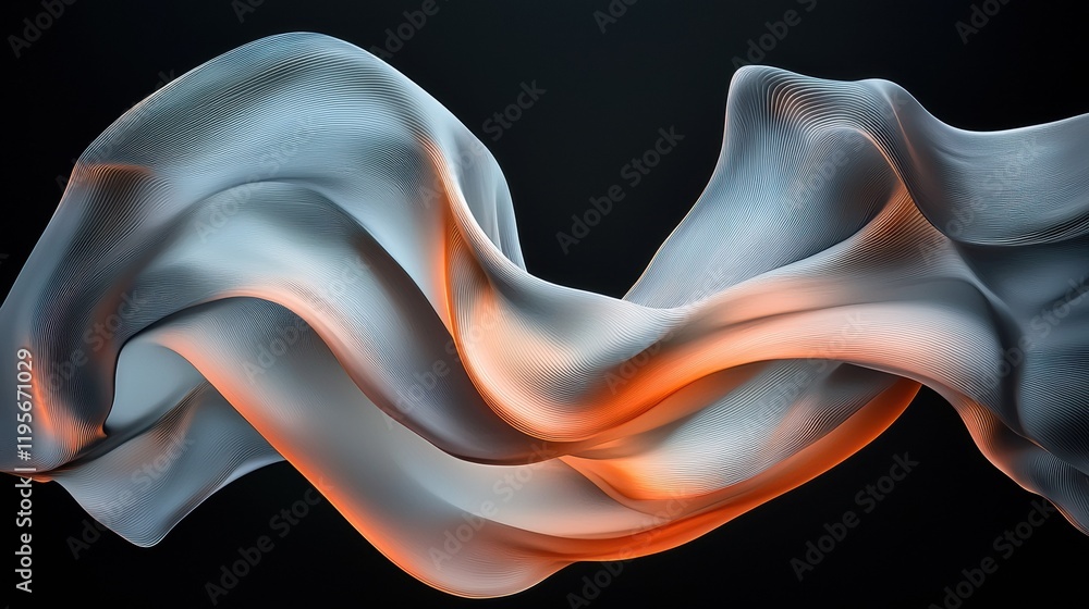 Poster flowing translucent light patterns abstract art digital creation dark background close-up fluid moti