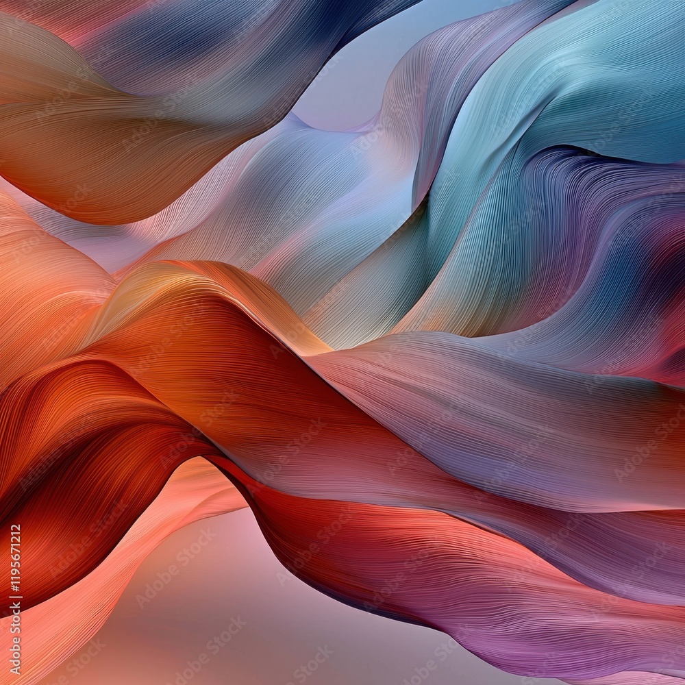 Poster dynamic twisting wavy lines in abstract art digital creation colorful patterns smooth environment ar