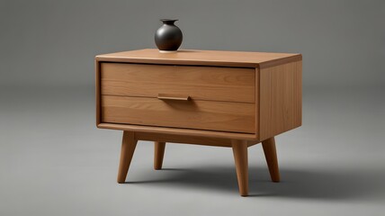 Mid-Century Modern Wooden Nightstand with Minimalist Design V1