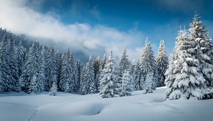 Fototapeta premium winter snow covered trees background