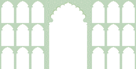 Set of windows Beautiful Arch small and Big Design with geometric Indian Rajasthani fort & Culture. Wedding Backdrop and other uses. Abstract Indian floral rug design, Persian carpet, tribal texture.