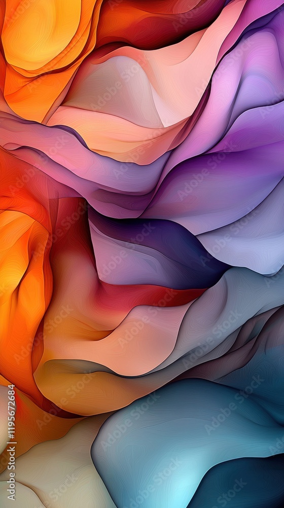 Poster soft translucent flowing layers blending gently in abstract digital art vibrant colors artistic comp