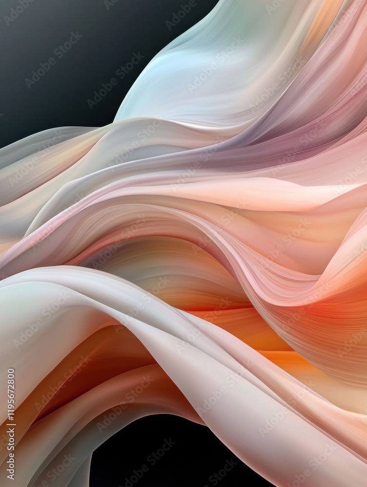 Poster dynamic abstract art soft gradients transforming to sharp angular lines digital artwork modern desig