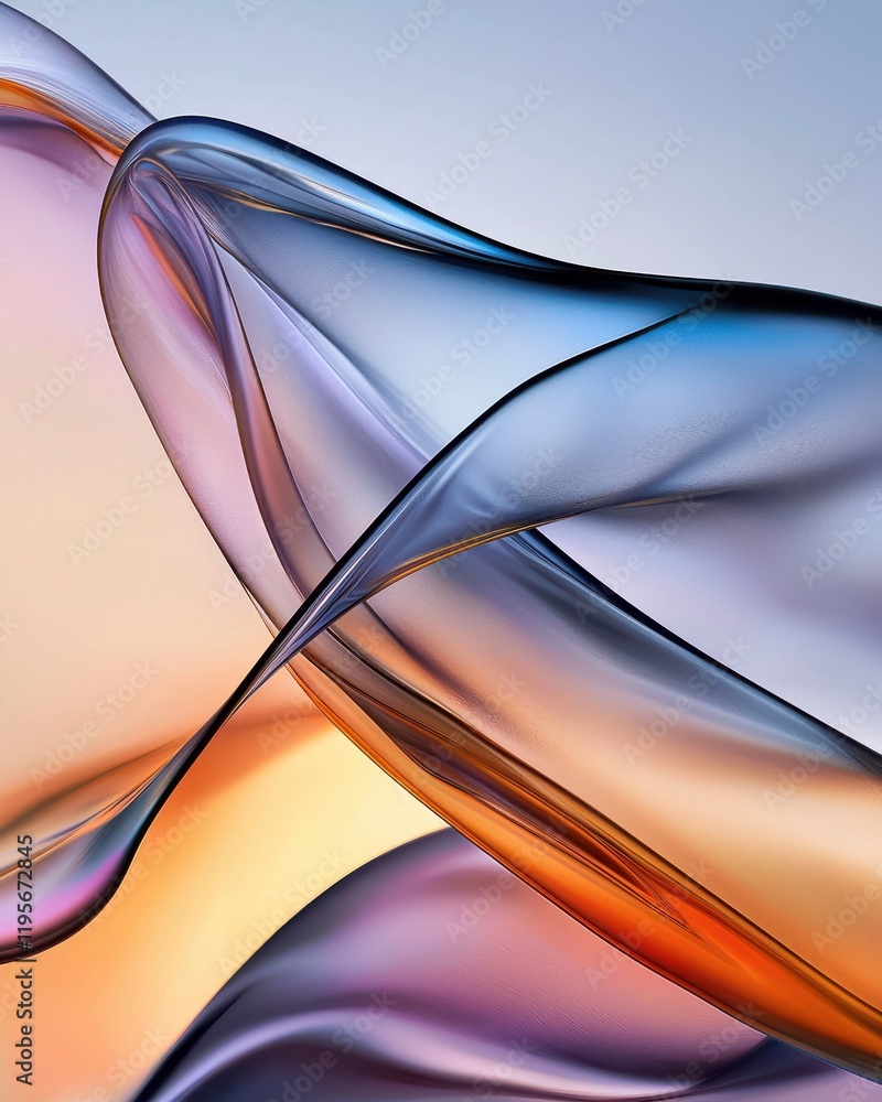Aufkleber flowing iridescent lines abstract art digital composition soft color palette artistic perspective mo