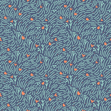 Seamless hearts decorative vector pattern