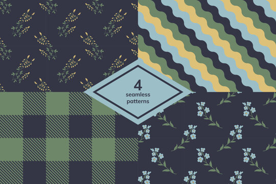 Seamless decorative vector patterns set