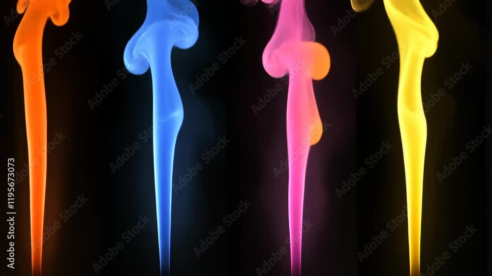 Poster colorful smoke trails swirl gracefully against a dark background creating a captivating display of h