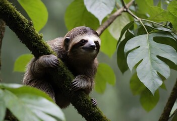 Fototapeta premium Protecting the Gentle Sloth: A Glimpse into Its World