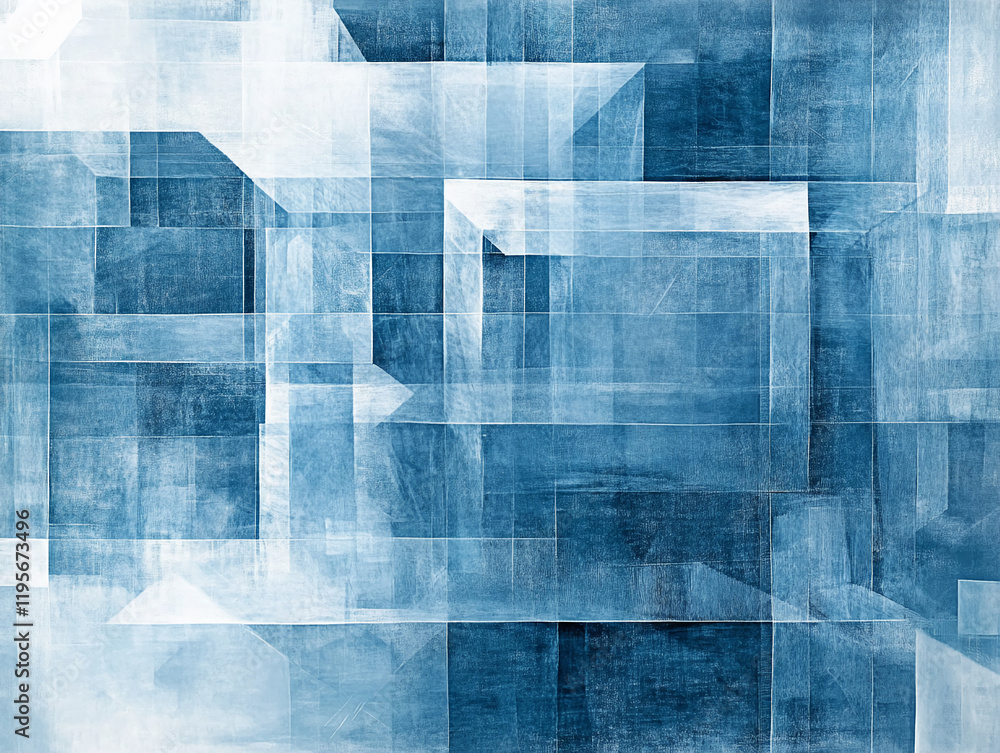 Aufkleber abstract blue geometric pattern with overlapping rectangles and texture