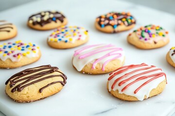 Fototapeta premium Decorated Sugar Cookies on Marble