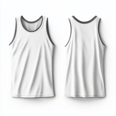 Naklejka premium White sleeveless shirt mockup, front and back view, isolated on white background. (8)