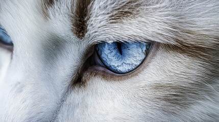 Stunning Close-Up of a Cat's Captivating Blue Eyes, a Masterpiece of Feline Beauty