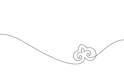 Kazakh ornament continuous line drawing, Vector illustration design element made of one thin line
