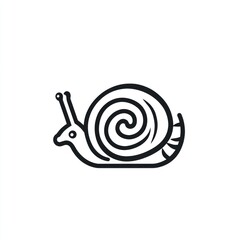Simple black line art snail graphic design