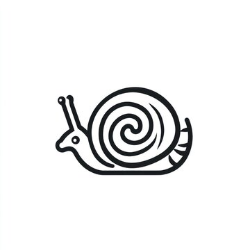 recommend clip art: Simple black line art snail graphic design