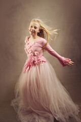 Girl Dancing Pink Dress Studio