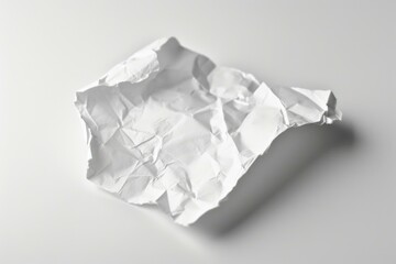 Obraz premium Piece of crumpled white paper is laying on a white background, casting a soft shadow