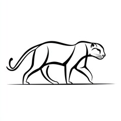 Fototapeta premium Abstract black and white stylized panther walking on plain background
