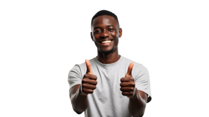 Smiling man giving a thumbs-up sign