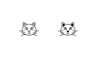 Black cat icon set line and glyph vector illustration