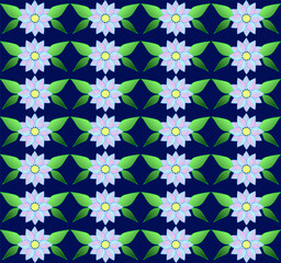 Seamless texture in the form of a pattern of delicate pink flowers on a blue background