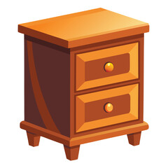 Wood Nightstand Vector Illustration - Cartoon, Clipart, and Line Art Designs for Printing.eps