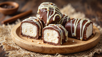 Chocolate roll cake slices