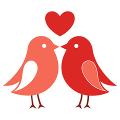 two birds with heart