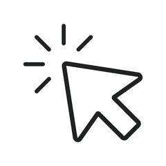 Mouse cursor click editable stroke outline icon isolated on white background flat vector illustration.