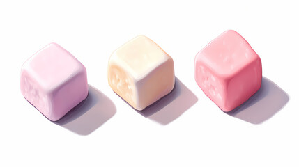 Marshmallow isolated on white background, flat lay, super realistic. crystalpath. illustration. Crystalpath. Illustration