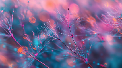 Wild Grass in Forest at Sunset Macro Abstract Nature Photography with Vintage Filter






