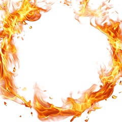 Orange Hot Fire Frame Border Isolated on White or Transparent Background