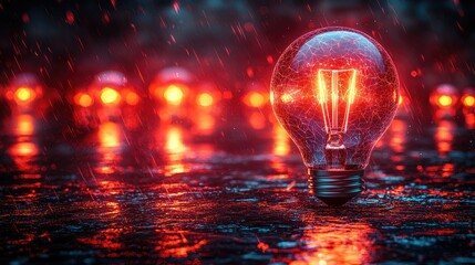Illuminating Rain: A Glowing Bulb in the Night