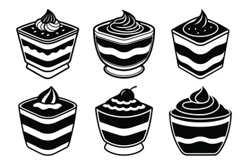 Tiramisu sets icon vector on White Background ,Vector Art Illustration on white background.