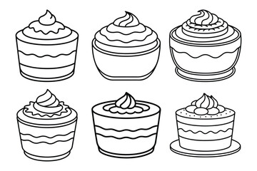  Tiramisu sets icon vector on White Background ,Vector Art Illustration on white background.