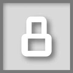 White number 8 on gray square, with shadows, simple, minimalist.