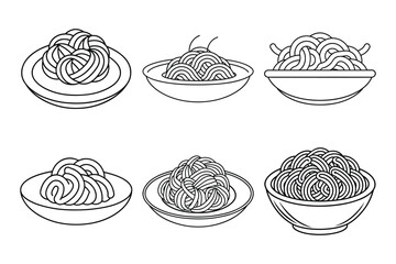 Noodles set icon vector on White Background ,Vector Art Illustration on white background.