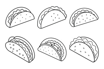 Tacos sets icon vector on White Background ,Vector Art Illustration on white background.