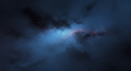 Fototapeta premium Celestial Nebula: Deep Space Starfield with Cosmic Dust and Glowing Gas Clouds