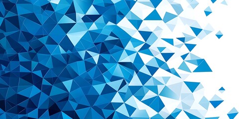 Bright blue minimal mosaic triangles abstract geometry background. Low poly geometrical pattern. Vector technology design for website.




