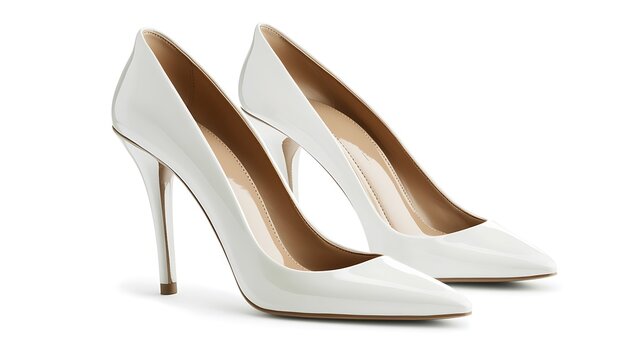 A pair of elegant high heels placed on a white background, emphasizing their stylish design