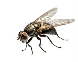 Dirty Housefly - a Cut-Out View of Musca Domestica, Isolated on White Background