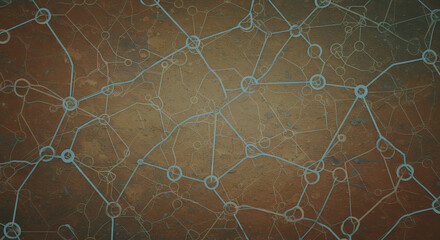 Abstract Network Background Texture: Interconnected Nodes and Lines on Grunge Surface