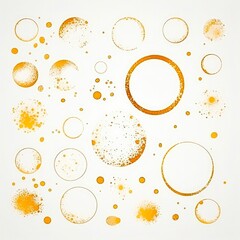 Golden Spots Design Elements with Shiny Frame and Abstract Decoration. Set of Illustrations Perfect for Autumn-themed Art and Icon Designs