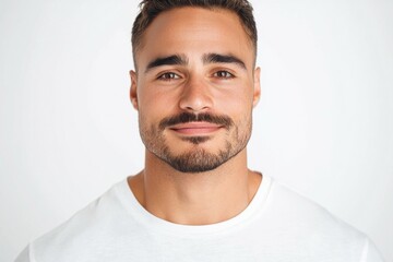 Man with a beard and mustache is smiling at the camera