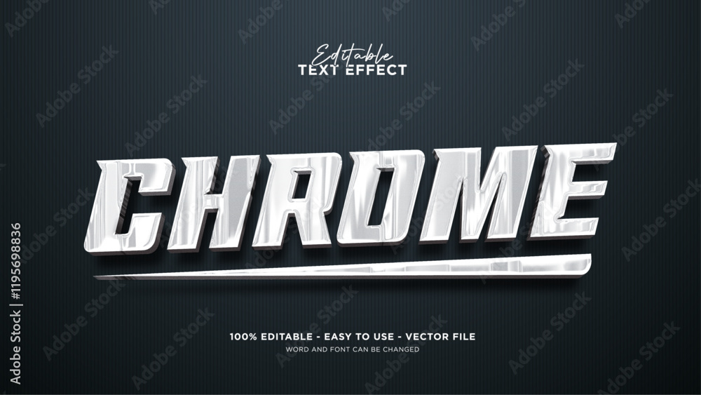 Poster chrome text effect, editable stainless text style effect