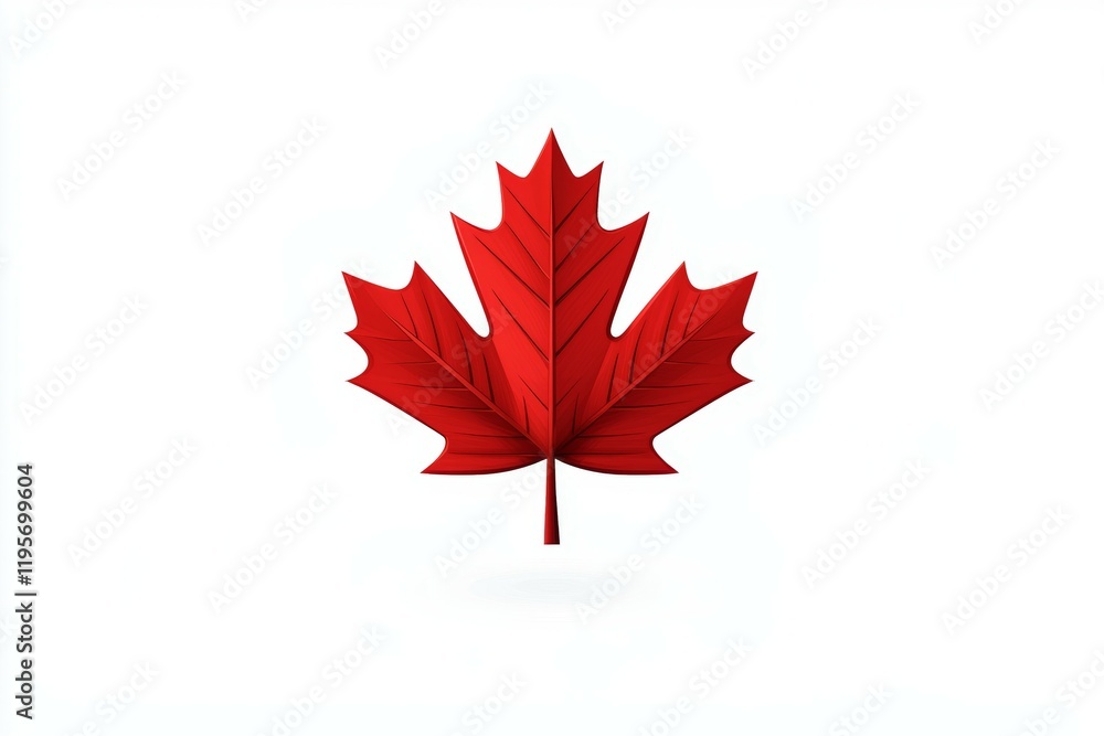 Poster red maple leaf is the main focus of the image