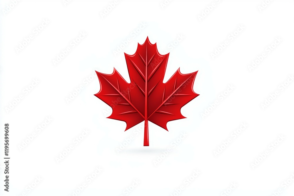 Poster red maple leaf is the main focus of the image