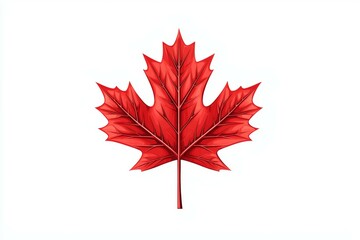 Red maple leaf is shown on a white background
